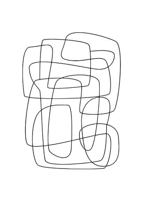 Conceptual Abstract Art Print Minimalist One Line Drawing Poster Framed (1) (1)