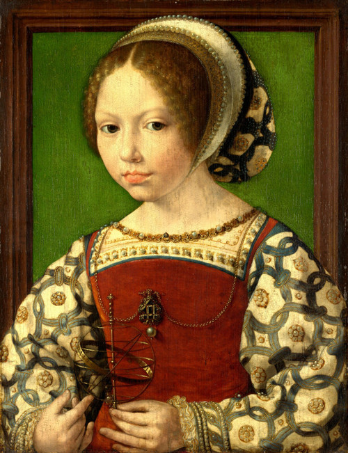 GOSSAERT, Jan (called Mabuse) - Young Girl with Astronomic Instrument Poster Can