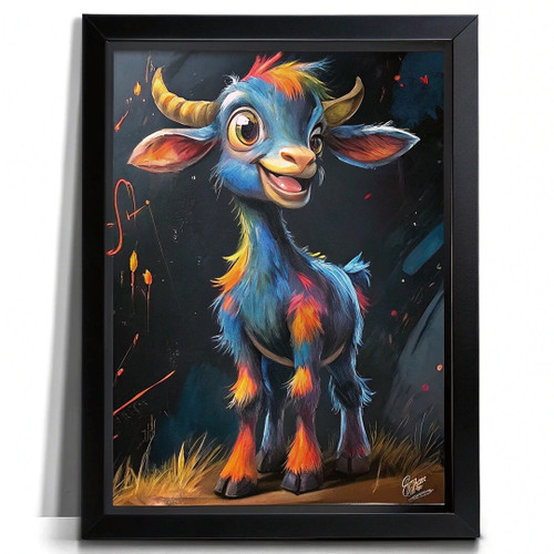 Colourful Goat Art Print Nursery Wall Art Framed Print Goat Print Animal Art (1)