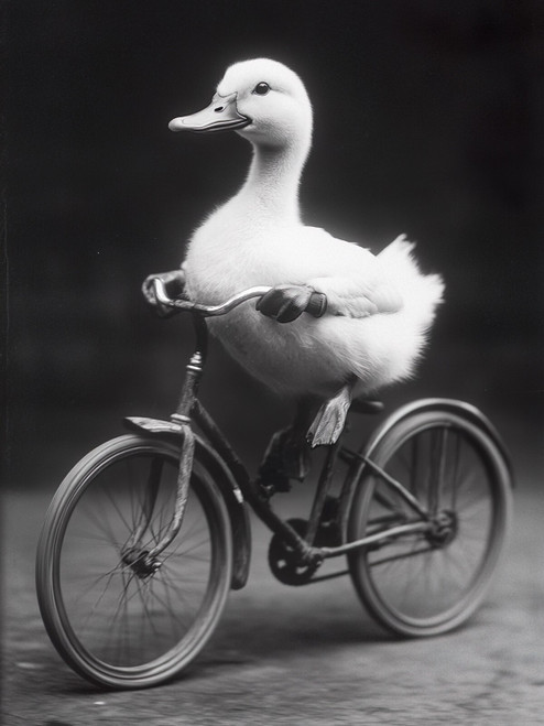 DuckRidingBike-1-3by4 Poster Canvas Funny Annimals Pritnt A0 A1 A2 A3 A4 A5 A6