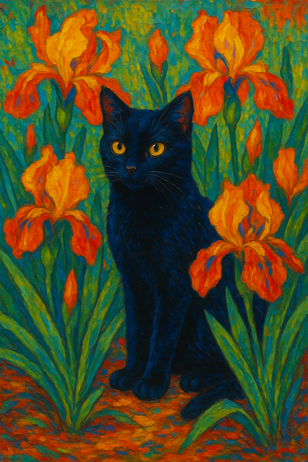 Elias Morrow - Twilight Among the Ember Irises Canvas Poster Print Art Decor