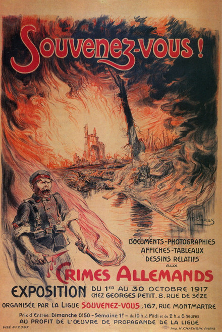 1917 Jouas Souvenez-vous, Crimes allemands, Post Art Gallery Poster Canvas Pri