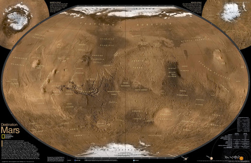 National Geographic Mars Reference Map Poster Canvas Movie Film Print A0 A1 A2 A