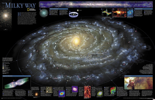 National Geographic Milky Way Reference Map Poster Canvas Movie Film Print A0 A1