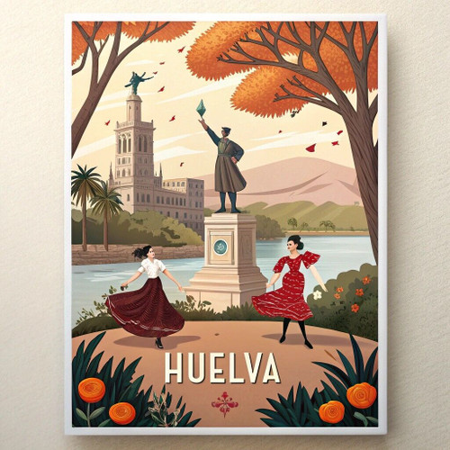 Huelva Spain Vintage Travel Poster - Discover Andalusian Culture Art Print Poste