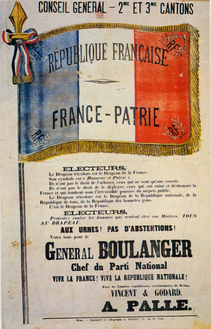 1889 Affiche boulangiste, Post Art Gallery Poster Canvas Print Wall Decoration