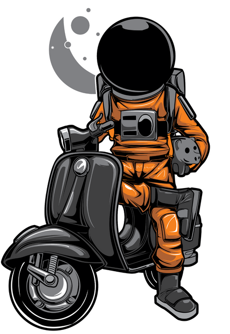 Astronaut Scooter Fun Gift Poster Canvas Print A0 A1 A2 A3 A4 A5 A6 Art Wall Dec