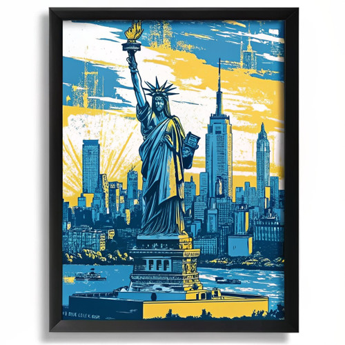 Statue Of Liberty Wall Art Print Bright Colours Painting Poster Print Picture (2