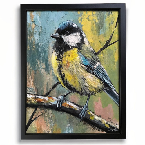 Great Tit Bird Pastel Wall Art Print Animal Vintage Print Great Tit Oil Print Po