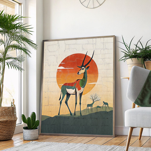 African Antelope Digital Wall Art Download African Art African Savannah Painting