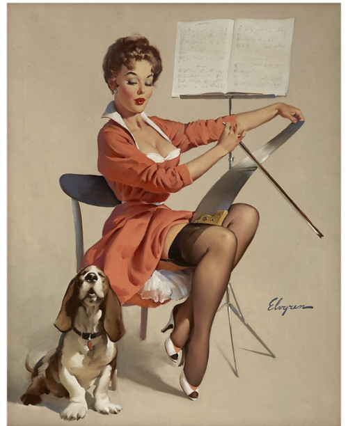 Gil Elvgren - Pinup Girl - Doggone Good Puppy Love 1959 Poster Canvas Movie Film