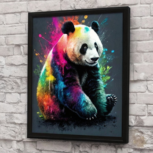 Rainbow Panda Art Print 30x40cm Framed Wall Art Animal Home Decor Wildlife Art P