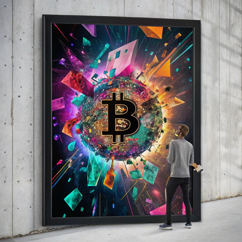 Bitcoin Poster Cryptocurrency Wall Art Gold Bitcoin Print Original Crypto Art (3