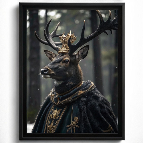 Stag King Vintage Wall Print Art Painting Animal Wall Art Deer King Picture Home