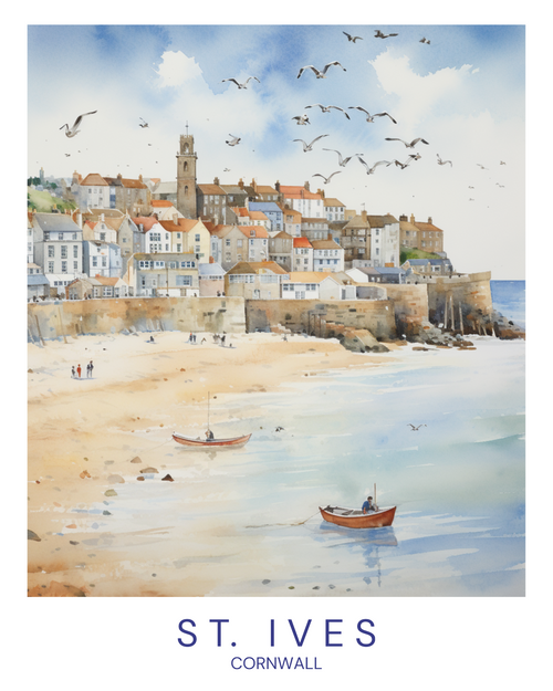 st ives cornwall england Poster Canvas Travel Holiday Trip Print Turism A0 A1 A2