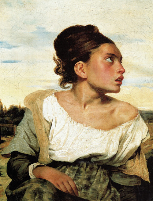 Delacroix- Girl seated in a Cementery- 1824 Poster Canvas Movie Film Print A0 A1