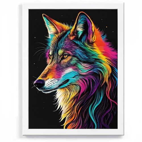 Vibrant Spectrum Wolf Art Print Colourful Modern Wildlife Illustration for Home