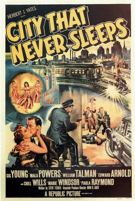 City That Never Sleeps- US 1953 Poster Canvas Movie Film Print A0 A1 A2 A3 A4 A5
