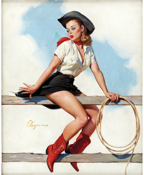 Gil Elvgren - Pinup Girl - Hi Ho Sliver 1969 Poster Canvas Movie Film Print A0 A
