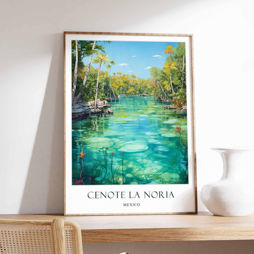 3_Cenote La Noria Poster, Mexico Poster, Vintage Travel Art, Yucatan Peninsula P