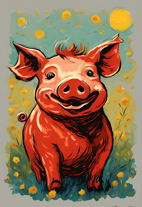 Happy Pig (1) Poster Canvas Movie Film Print A0 A1 A2 A3 A4 A5 A6 Art Wall Decor