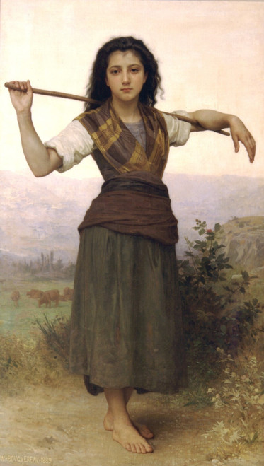 William Adolphe Bouguereau - The Shepherdess 1889 Poster Canvas Movie Film Print