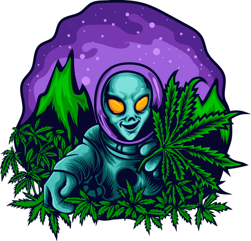 231. Alien invasion a cannabis garden Fun Gift Poster Canvas Print A0 A1 A2 A3 A