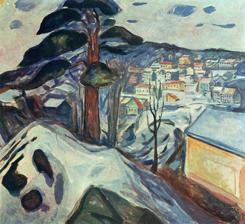 Edvard Munch - Winter landscape in Kragero Poster Canvas Print Art Painting Deco