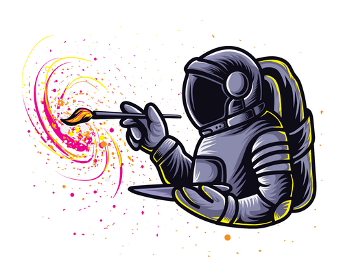 172. Astronaut Paint in Space Sticker Fun Gift Poster Canvas Print A0 A1 A2 A3 A