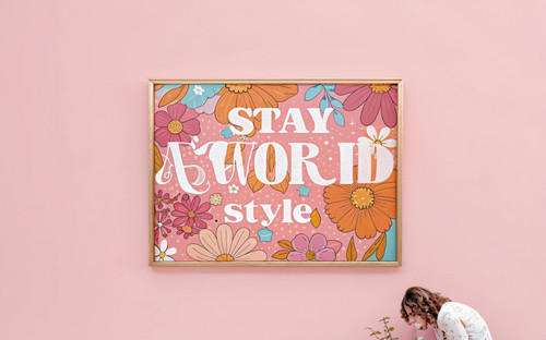 Stay Weird Retro Wildflower Floral Quote Art Floral Positive Print - Unframed A6