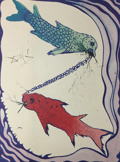 Salvador Dali - Pisces - Signs of Zodiac 1967 Poster Canvas Print Art Wall