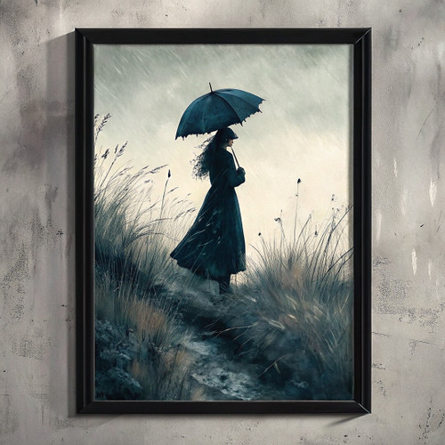 Umbrella Lady Wall Art Print for Living Room Picture Umbrella Woman Poster Art (