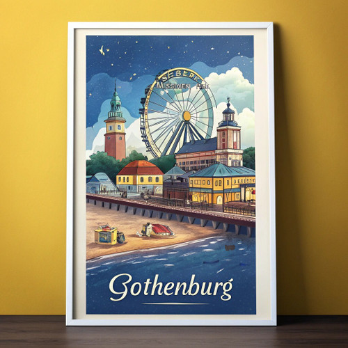 Captivating Gothenburg Sweden Travel Poster - Liseberg Amusement Park Art Print Captivating Gothenburg Sweden Travel Poster - Liseberg Amusement Park Art Print