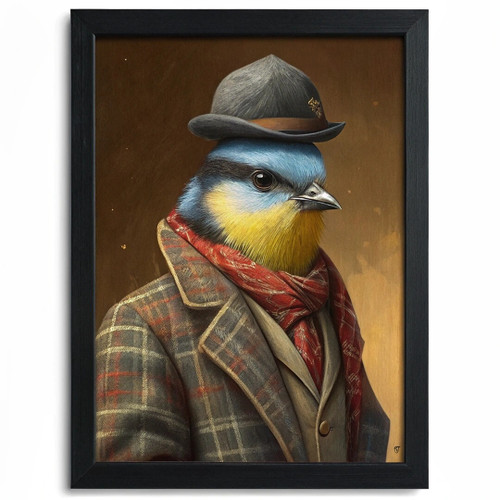 Blue Tit In A Suit Poster Art Vintage Animal Wall Art Bird Artwork Bird Print (1