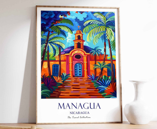 10_Managua Print, Managua Travel Poster, Nicaragua Travel Print, Tropical Decor,