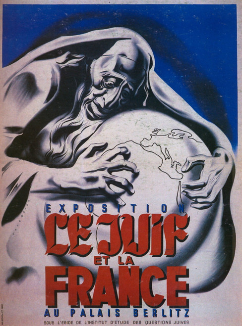 1941 René Péron Exposition Le Juif et la France, Post Art Gallery Poster Canva