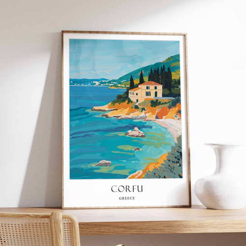 2_Corfu Poster, Greece Poster, Mediterranean Poster, European Poster, Corfu Trav