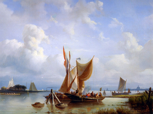 RiegenNicolaes-Boats_on_a_River-Sun Poster Canvas Movie Film Print A0 A1 A2 A3 A