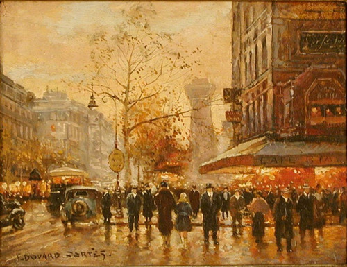 Cortes_Eduoard_Paris_Cafe_de_la_Paix Poster Canvas Print Art Painting Decor Repr