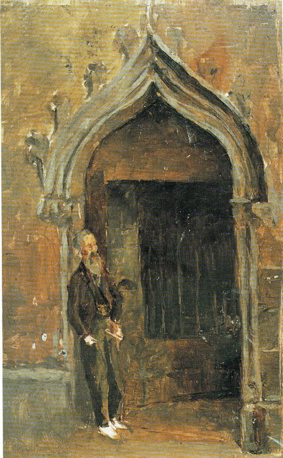 Pablo Picasso - Man leaning against a Gothic doorway of the Cathedral of Barcelo