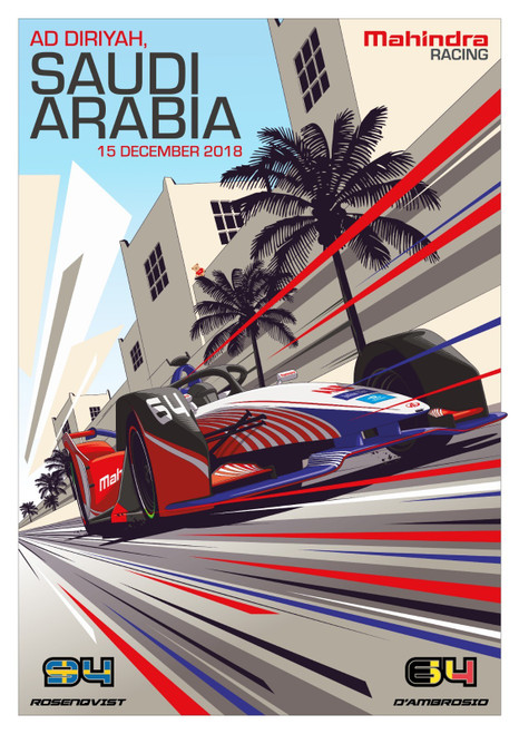 Grand Prix Formula One Saudi Arabia 2018 Poster Canvas Movie Film Print A0 A1 A2