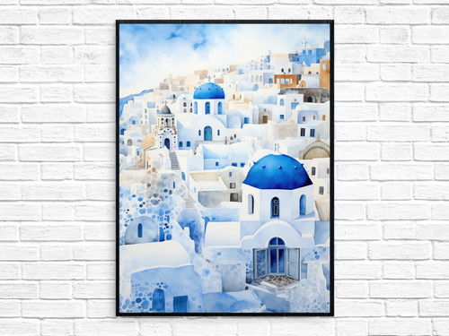 0_Greek Painting Spring Cityscape Watercolour Greece watercolour Illustration_1