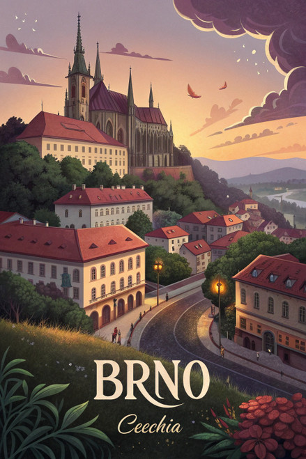 Majestic Brno Czechia Travel Poster - Historic Cityscape Art Print Poster Movie