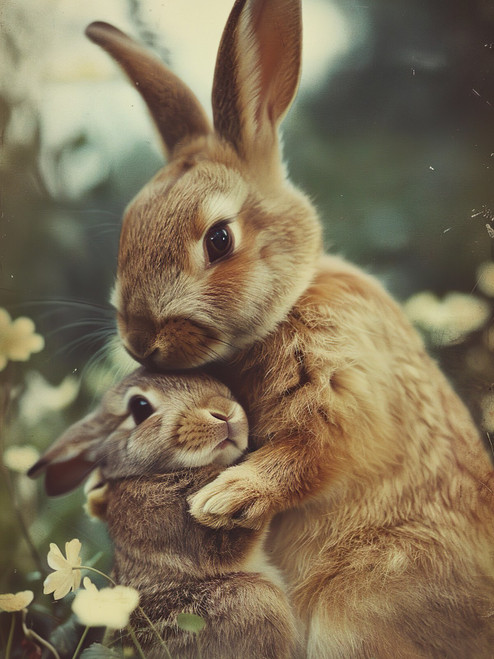 MamaBabyBunny-1-3by4 Poster Canvas Funny Annimals Pritnt A0 A1 A2 A3 A4 A5 A6