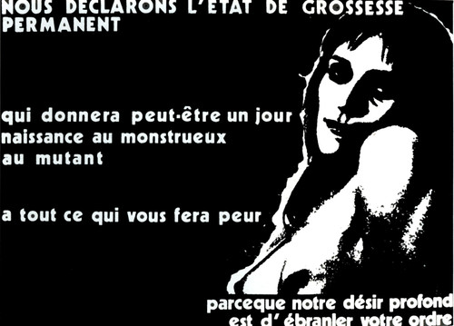 1977 Marion Nous déclarons l'état de grossesse permanent affiche de femmes au