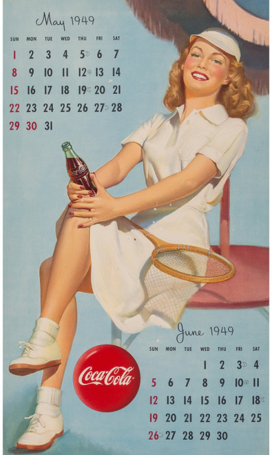 Gil Elvgren - Pinup Girl - Cola Calendar Page 6 1949 Poster Canvas Movie Film Pr