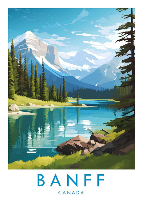 Banff Print Canada Popular Travel Poster Canvas Stretched Trip Wall Decor Art Po