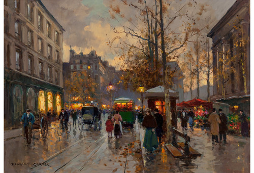 EDOUARD LEON CORTES Place de la Madeleine 1967 Poster Canvas Print Art Painting