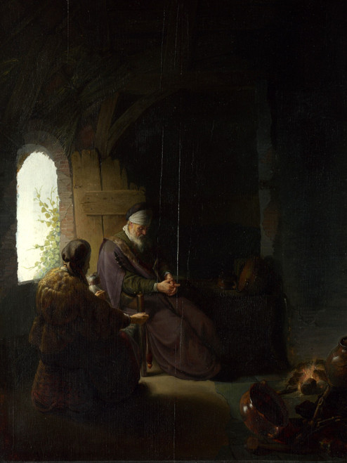 REMBRANDT Harmenszoon van RIJN - Anna and the Blind Tobit Poster Canvas Movie Fi