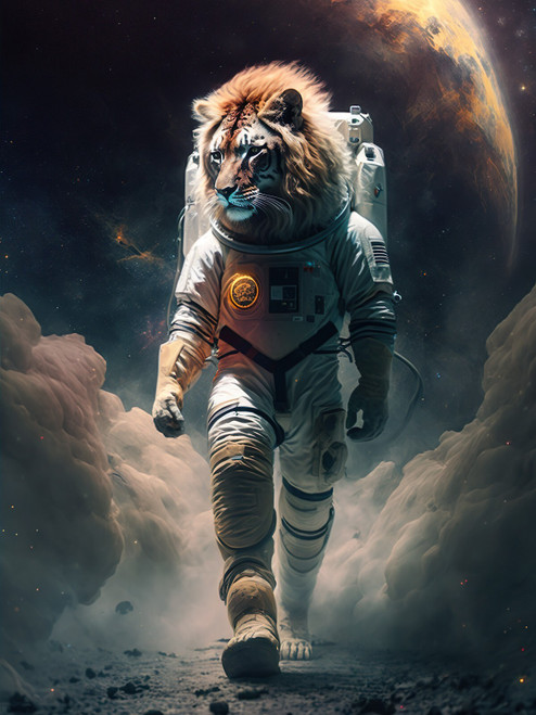 Lion in Spacesuit-2--3by4 Poster Canvas Funny Annimals Pritnt A0 A1 A2 A3 A4 A5